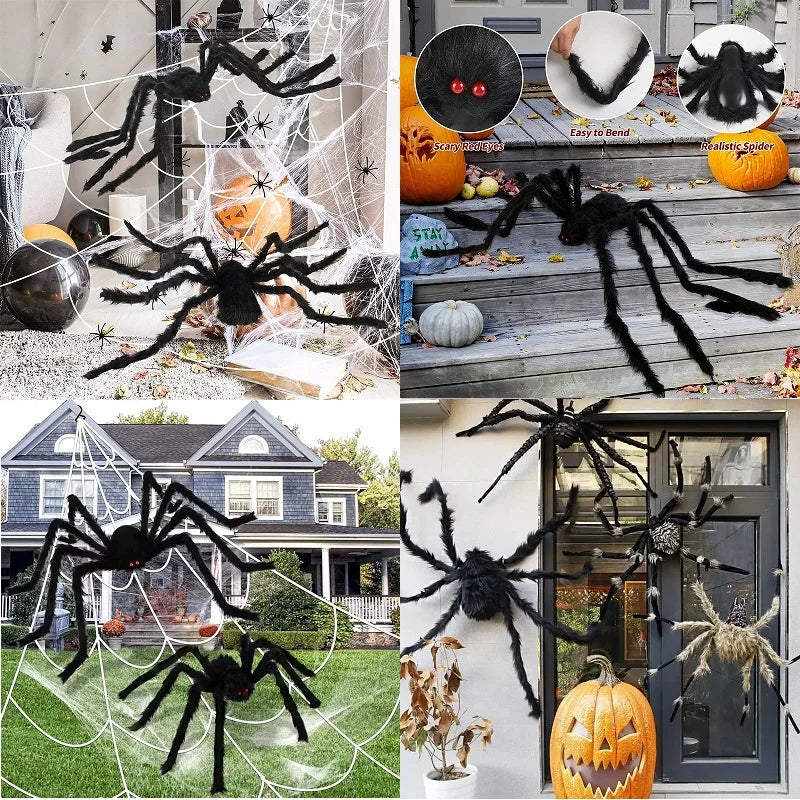 Realistyczny pająk z włochatymi nogami do upiornych dekoracji Halloween na zewnątrz