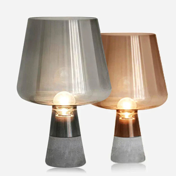 Nowoczesna lampa biurkowa o betonowym wyglądzie i eleganckim wyglądzie