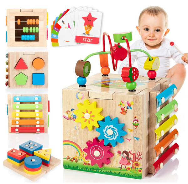 Elegancka kostka aktywności Montessori 8 w 1 Rozwój i zabawa malucha
