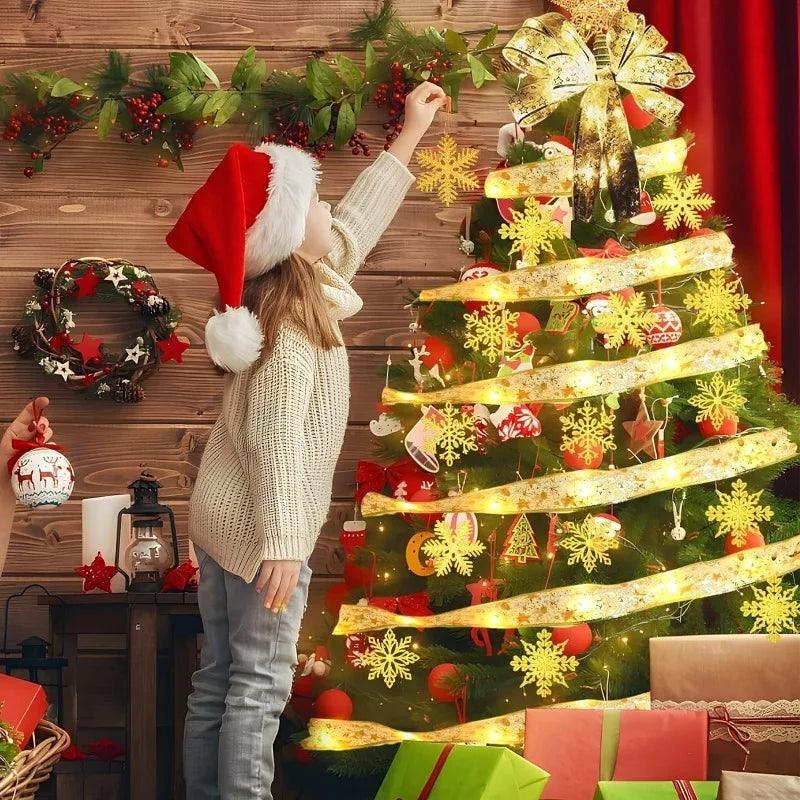 Świecąca Wstążka LED Wzór Elegancka Dekoracja Choinkowa