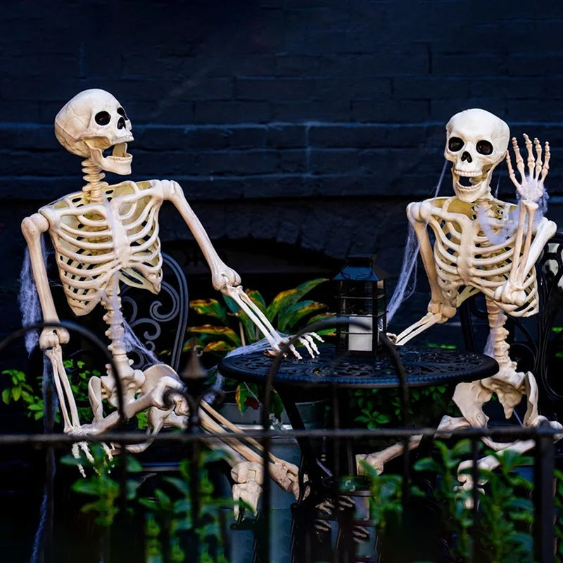 Ruchomy szkielet ludzki 90–165 cm — realistyczna dekoracja na Halloween i imprezy grozy