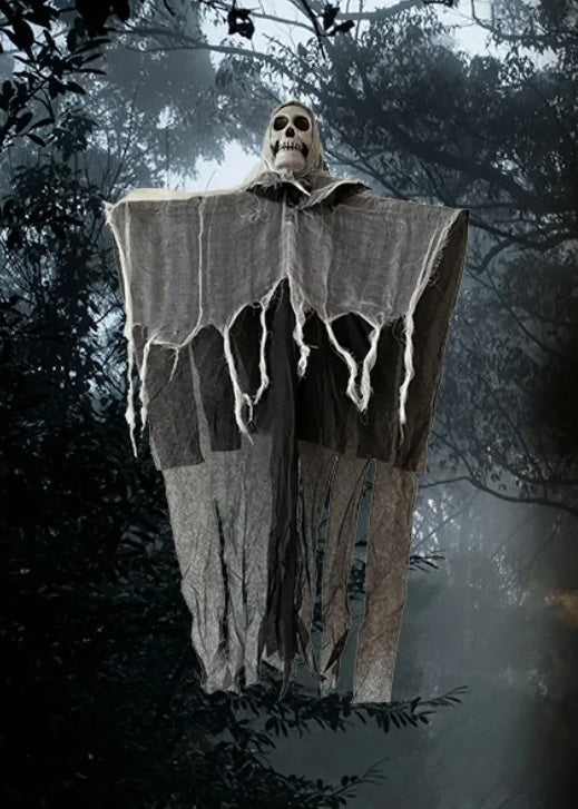 Wiszący duch z czaszką LED do dekoracji ogrodu i domu na Halloween