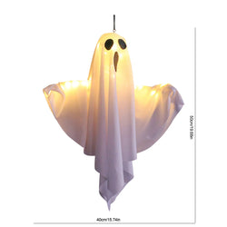 Wiszące białe duchy LED z lampkami do dekoracji Halloween w domu i ogrodzie