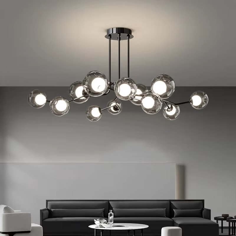 Skandynawska Lampa Sufitowa LED, Szklana, Nowoczesna do Salonu i Jadalni, 120 cm, Miękkie Światło, Uniwersalne Zastosowanie 2