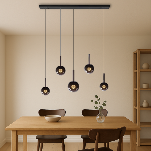 Skandynawska Lampa Wisząca LED do Salonu i Jadalni - Eleganckie Oświetlenie Nad Stół z Szkła, Regulowana Wysokość 0