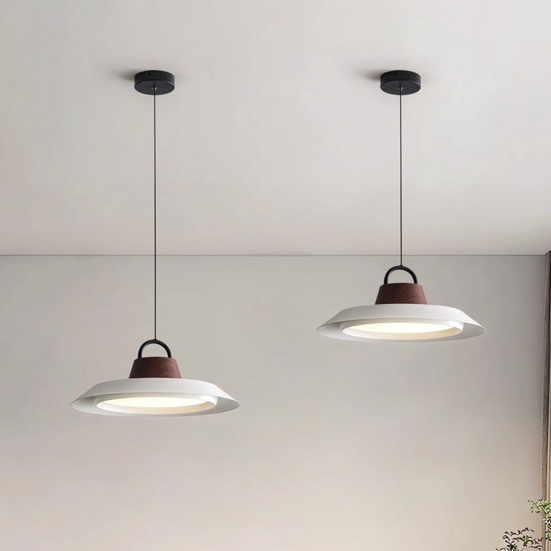 Skandynawska Lampa Wisząca z Drewna i Metalu do Salonu i Jadalni, Regulowana Długość, Ciepłe Światło 3000K 2