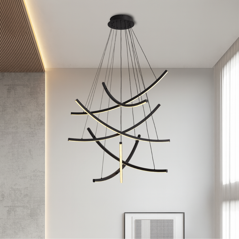 Skandynawski Żyrandol LED do Schodów i Salonu – Regulowana Wysokość, Nowoczesny Design 3