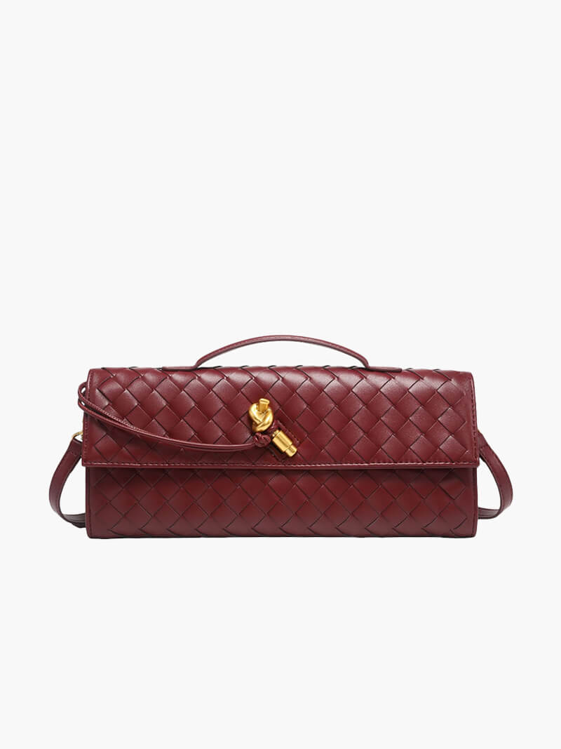 Elegancka Torebka Pleciona z Złotą Klamrą