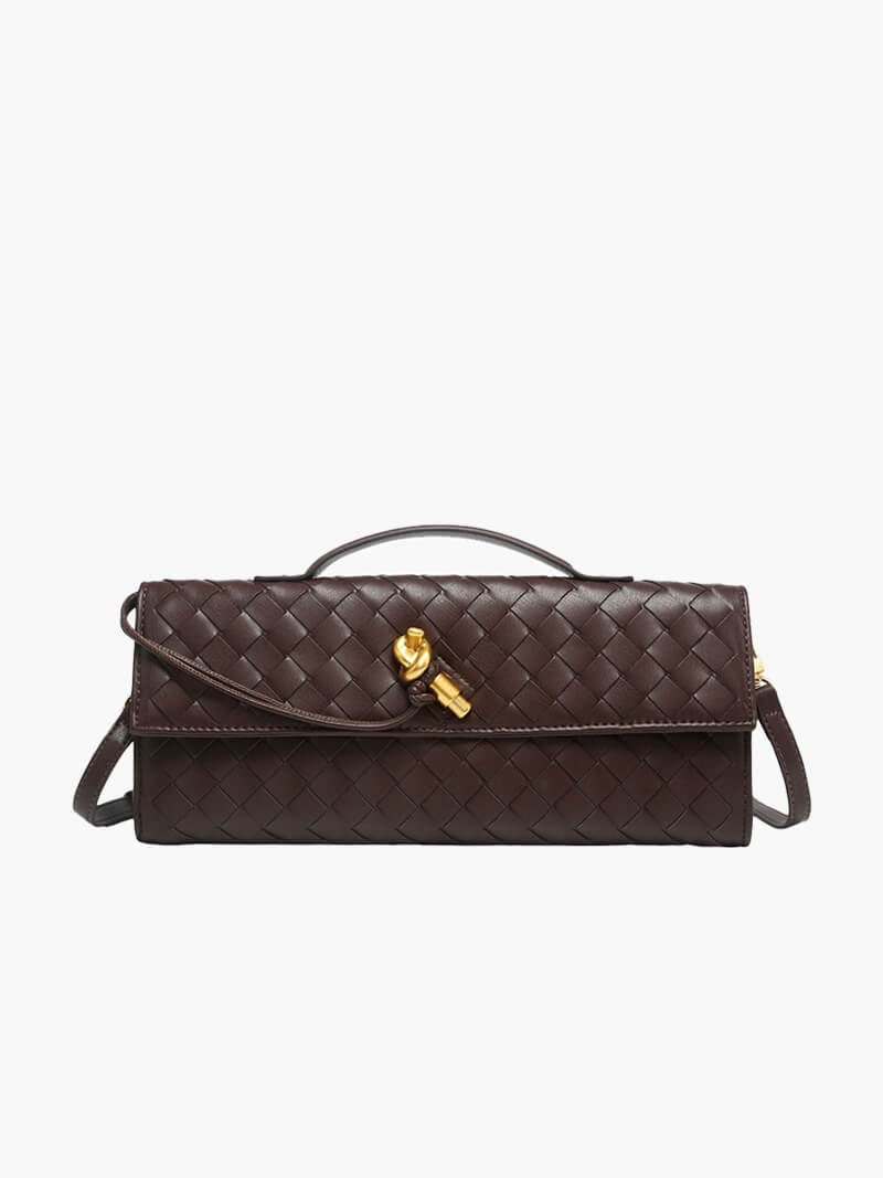 Elegancka Torebka Pleciona z Złotą Klamrą