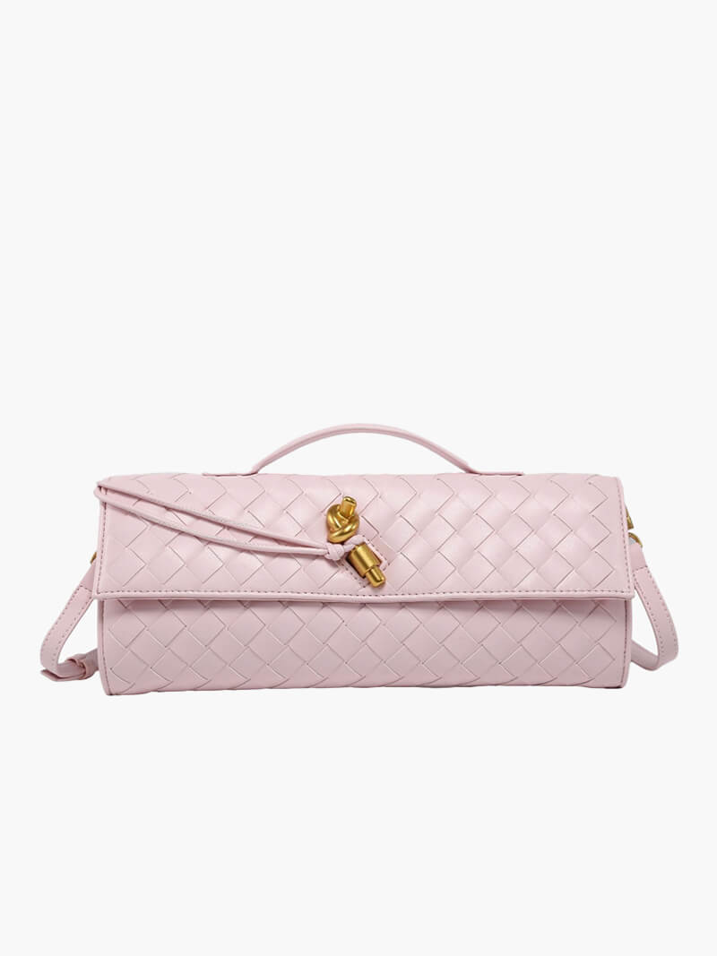 Elegancka Torebka Pleciona z Złotą Klamrą