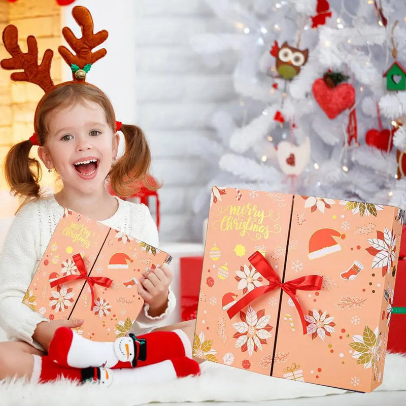 Spersonalizowany kalendarz adwentowy DIY – zestaw pustych pudełek na 24 dni odliczania do Bożego Narodzenia z świątecznym wzorem 2