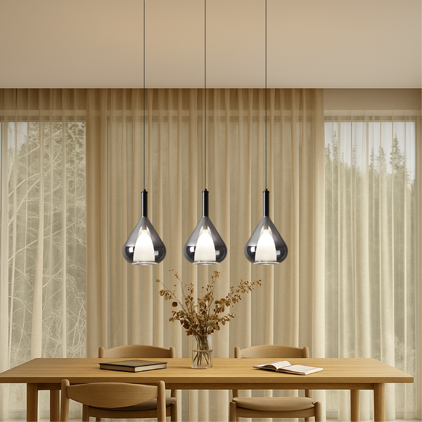 Szklana Lampa Wisząca z Regulacją Wysokości – Minimalistyczna Lampa do Salonu i Nad Stół, Ciepłe Światło LED 1
