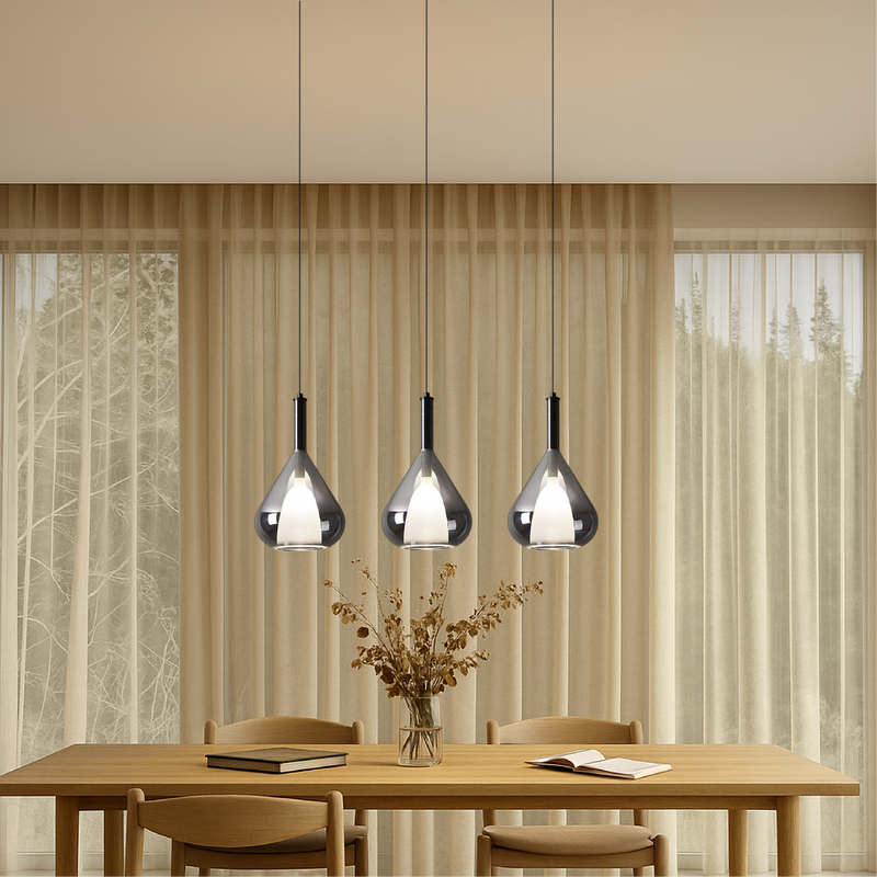 Szklana Lampa Wisząca z Regulacją Wysokości – Minimalistyczna Lampa do Salonu i Nad Stół, Ciepłe Światło LED 1