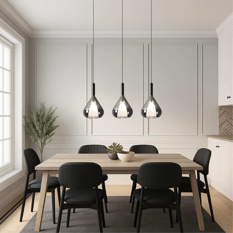 Szklana Lampa Wisząca z Regulacją Wysokości – Minimalistyczna Lampa do Salonu i Nad Stół, Ciepłe Światło LED 4