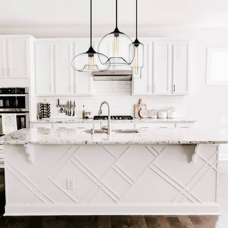 Lampa Wisząca ze Szklanymi Kloszami Liniowy Design