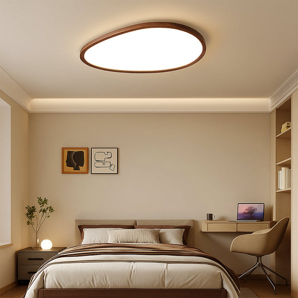 Ultra Cienka Lampa Sufitowa LED z Ciemnego Drewna do Salonu i Sypialni – Nowoczesny Design, 55 cm x 40 cm 0