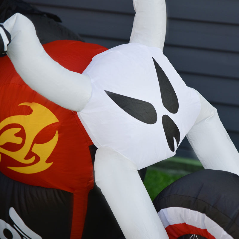 Nadmuchiwany jeździec Halloween — upiorna dekoracja LED z motocyklem (180×55×120 cm)