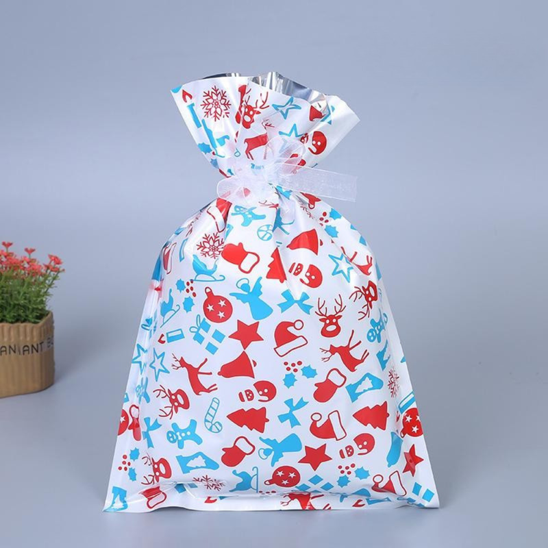 Wielorazowe torby na prezenty świąteczne wykonane z folii aluminiowej – ekologiczne opakowanie w różnych rozmiarach ze srebrną wstążką 9