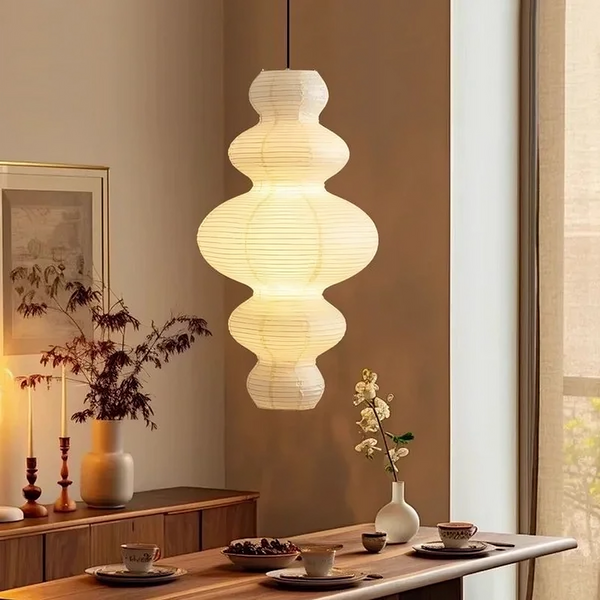 Wielowarstwowa Lampa Wisząca z Papieru Ryżowego do Salonu i Jadalni z Ciepłym Światłem LED – Minimalistyczny Design 45 cm 0