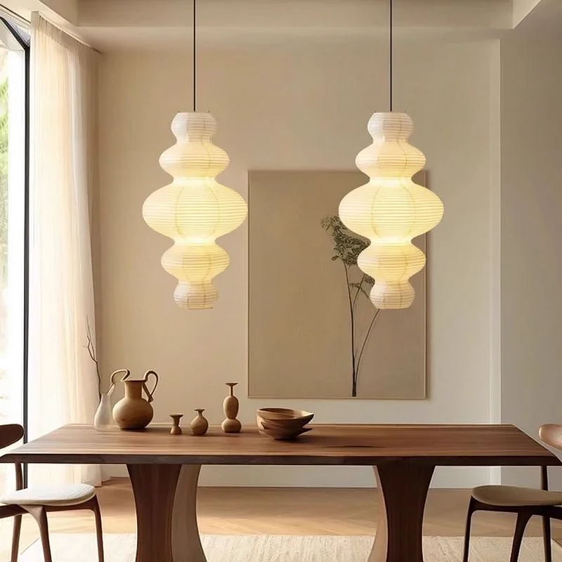 Wielowarstwowa Lampa Wisząca z Papieru Ryżowego do Salonu i Jadalni z Ciepłym Światłem LED – Minimalistyczny Design 45 cm 2