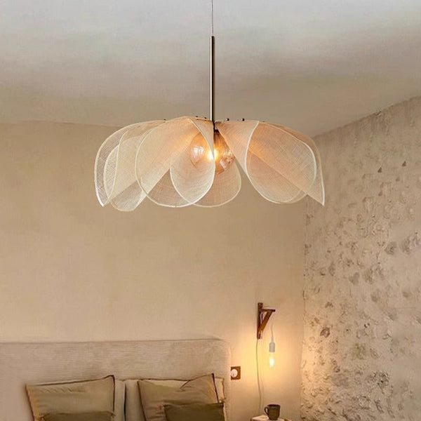 Wisząca lampa w stylu vintage z tkaniny – Regulowana długość 150 cm, ciepłe światło LED 0