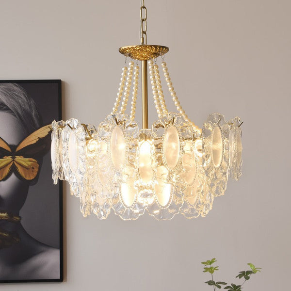 Żyrandol Kryształowy z Regulowaną Wysokością – Elegancki Żyrandol do Salonu i Jadalni, Metal i Szkło, Średnica 50/60 cm 1
