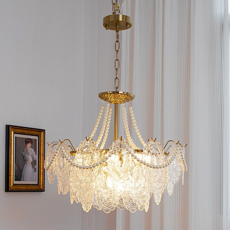 Żyrandol Kryształowy z Regulowaną Wysokością – Elegancki Żyrandol do Salonu i Jadalni, Metal i Szkło, Średnica 50/60 cm 2