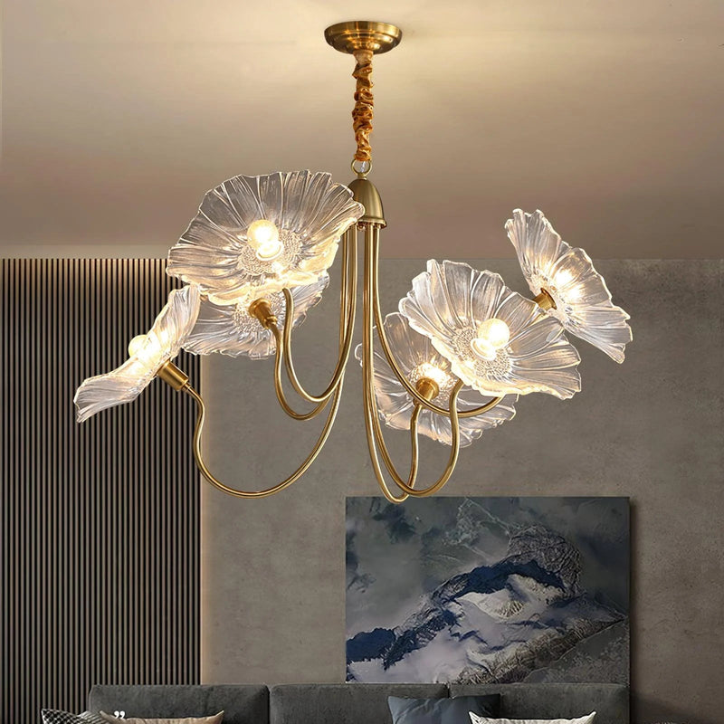 Żyrandol Lotus Leaf z Regulacją Wysokości – Elegancki Żyrandol do Salonu i Jadalni z Miękkim Światłem LED 1