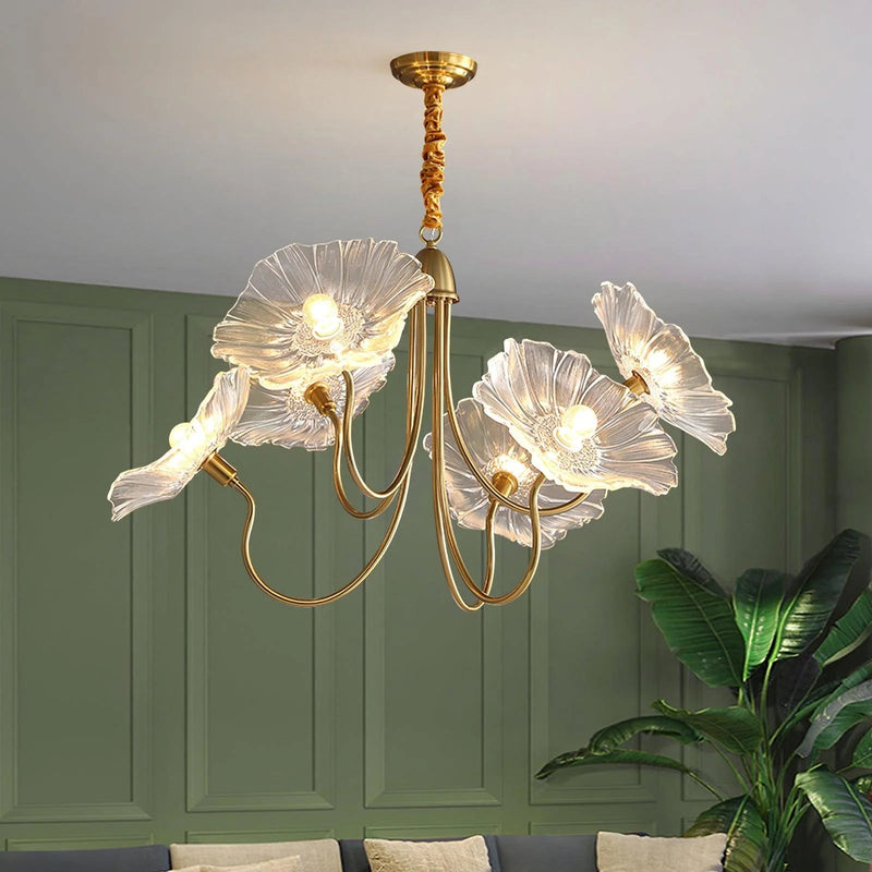 Żyrandol Lotus Leaf z Regulacją Wysokości – Elegancki Żyrandol do Salonu i Jadalni z Miękkim Światłem LED 3