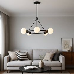 Żyrandol Nordic 5 Głowic do Salonu – Nowoczesny Design z Szkła i Metalu, Eleganckie Oświetlenie do Pokoju 0