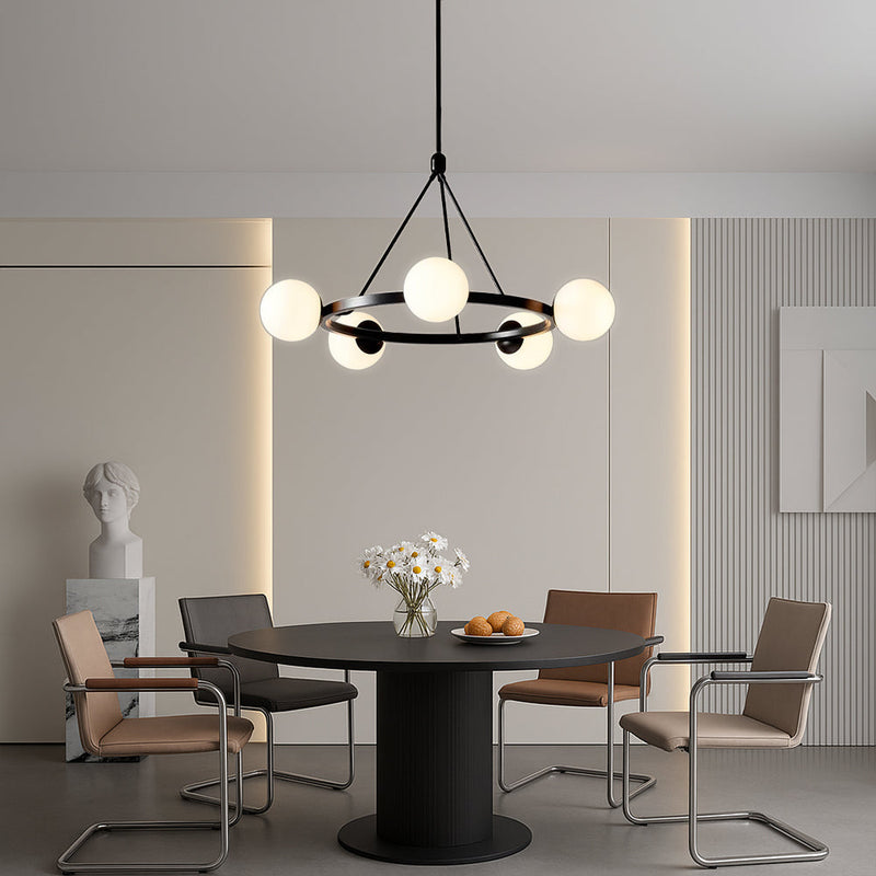 Żyrandol Nordic 5 Głowic do Salonu – Nowoczesny Design z Szkła i Metalu, Eleganckie Oświetlenie do Pokoju 2