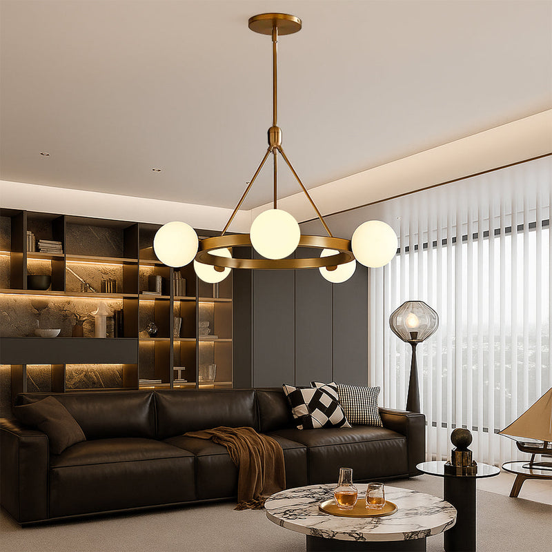 Żyrandol Nordic 5 Głowic do Salonu – Nowoczesny Design z Szkła i Metalu, Eleganckie Oświetlenie do Pokoju 3