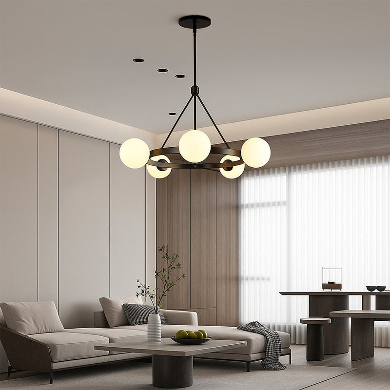 Żyrandol Nordic 5 Głowic do Salonu – Nowoczesny Design z Szkła i Metalu, Eleganckie Oświetlenie do Pokoju 4