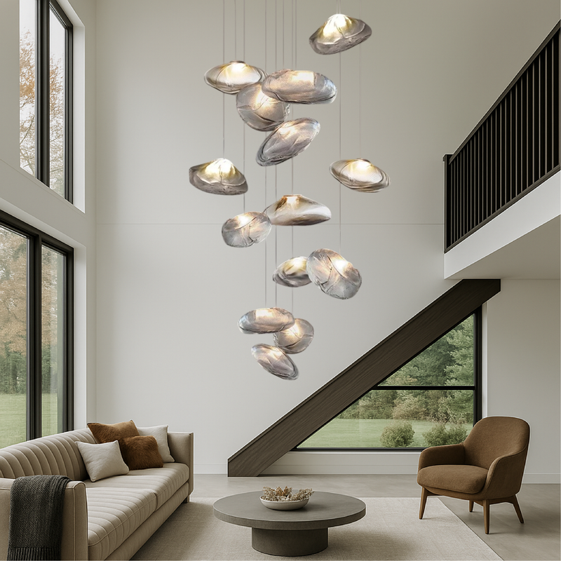 Żyrandol Szklany Nordic Villa do Salonu i Jadalni – Elegancki Design, Metal i Szkło, Oświetlenie LED, Średnica 60 cm 2