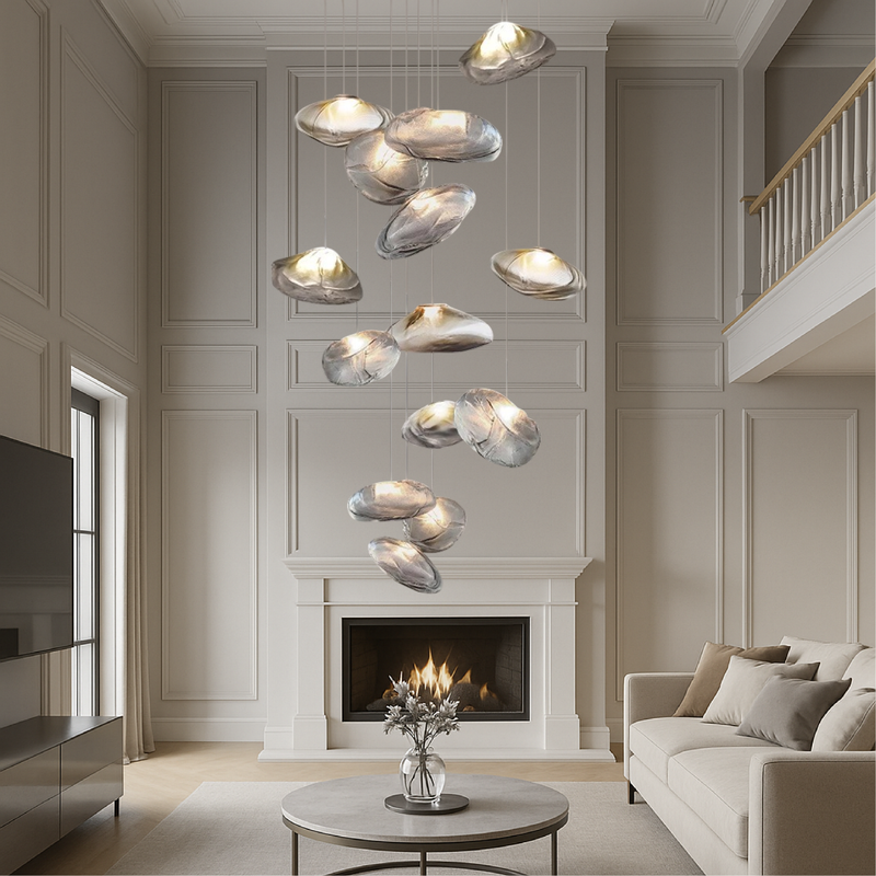 Żyrandol Szklany Nordic Villa do Salonu i Jadalni – Elegancki Design, Metal i Szkło, Oświetlenie LED, Średnica 60 cm 3