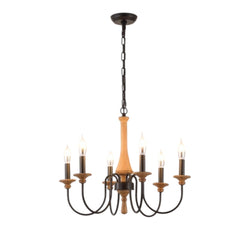 Żyrandol Vintage z Drewna i Żelaza do Sypialni i Salonu – Elegancki Akcent z Miękkim Światłem LED, Średnica 60/80 cm 0