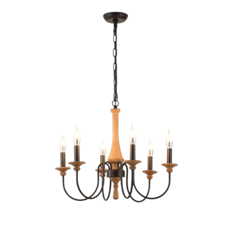 Żyrandol Vintage z Drewna i Żelaza do Sypialni i Salonu – Elegancki Akcent z Miękkim Światłem LED, Średnica 60/80 cm 0
