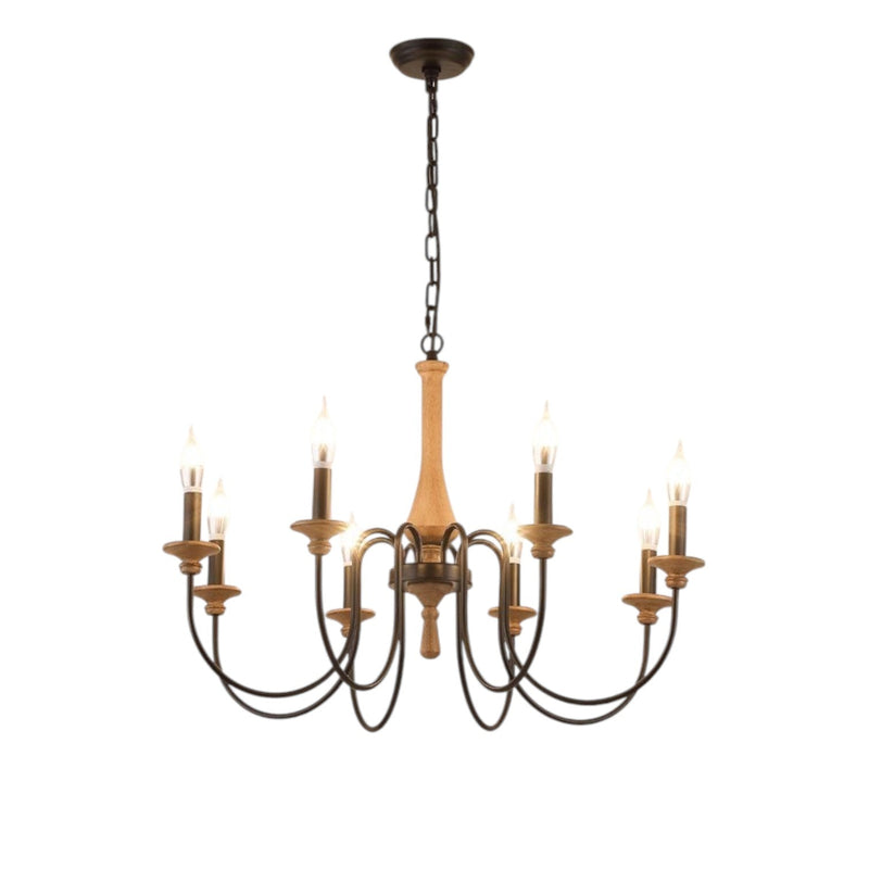 Żyrandol Vintage z Drewna i Żelaza do Sypialni i Salonu – Elegancki Akcent z Miękkim Światłem LED, Średnica 60/80 cm 4