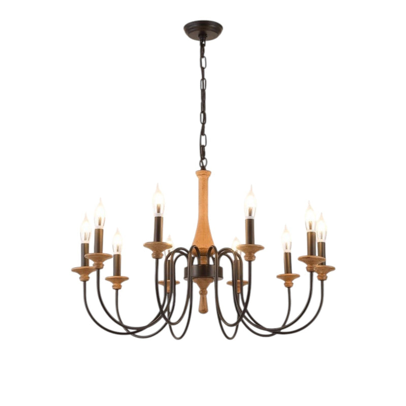 Żyrandol Vintage z Drewna i Żelaza do Sypialni i Salonu – Elegancki Akcent z Miękkim Światłem LED, Średnica 60/80 cm 5