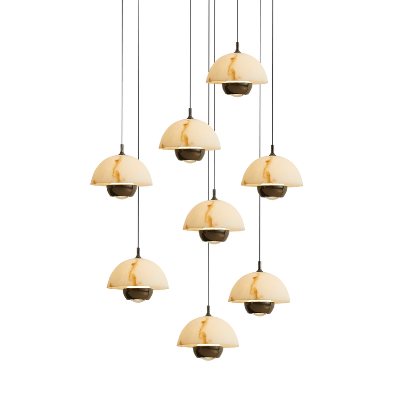 Żyrandol do Salonu z Naturalnego Marmuru, Nowoczesny Design, 8 Głów, Lampy LED, Łatwy Montaż 5