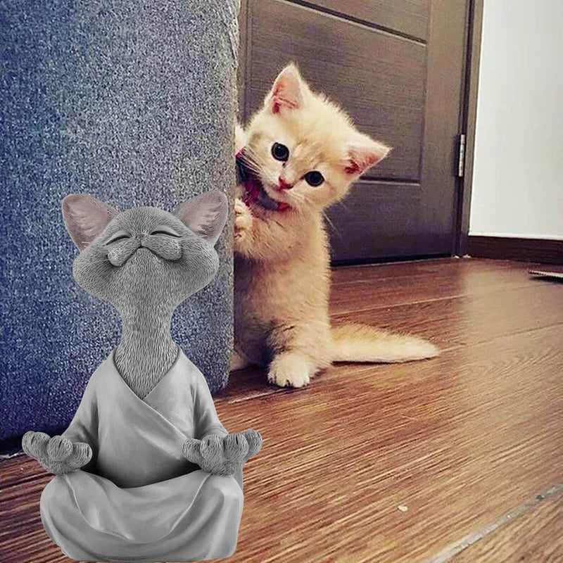 Kot buddyjski z medytacyjnym wyrazem i duchowym przesłaniem