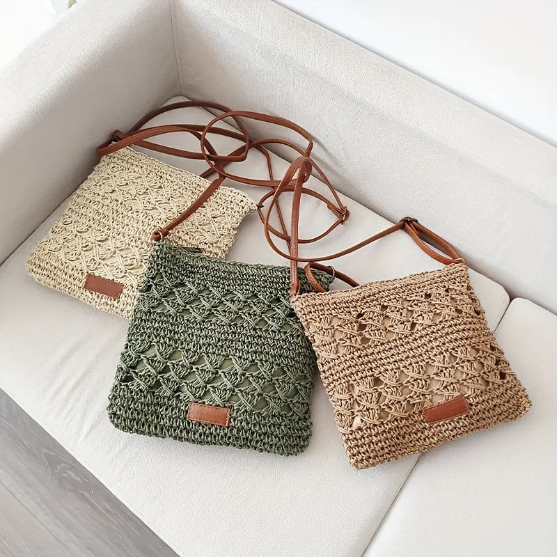 Stylowa Torba Crossbody z Plecionego Papieru i Juty