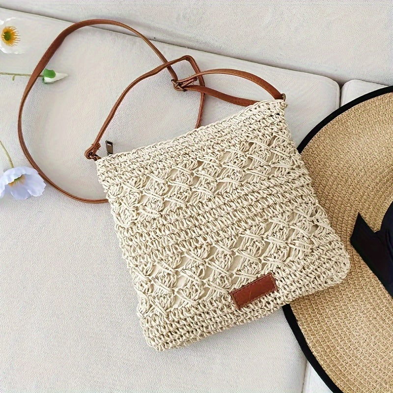Stylowa Torba Crossbody z Plecionego Papieru i Juty