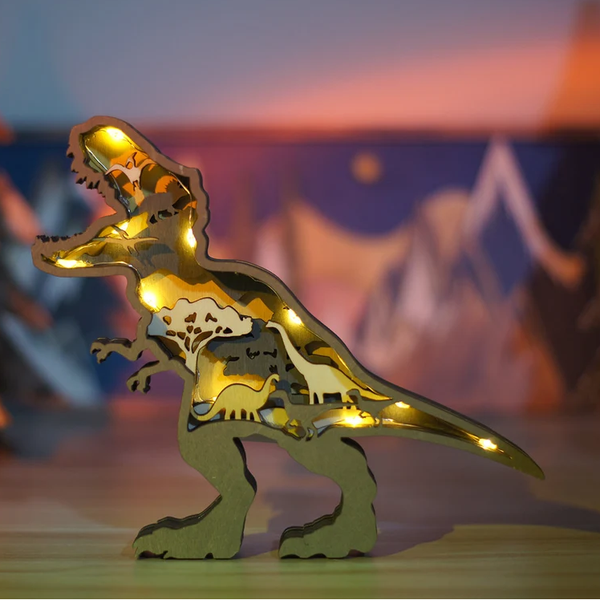 Drewniane Figury Dinozaurów 3D z Precyzyjnym Grawerem