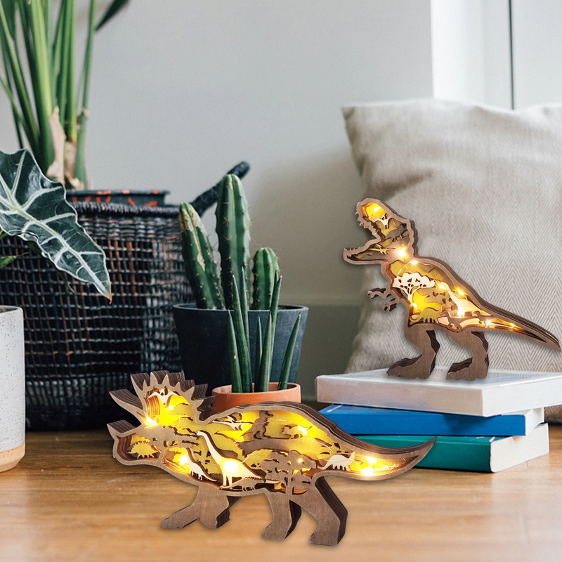 Drewniane Figury Dinozaurów 3D z Precyzyjnym Grawerem