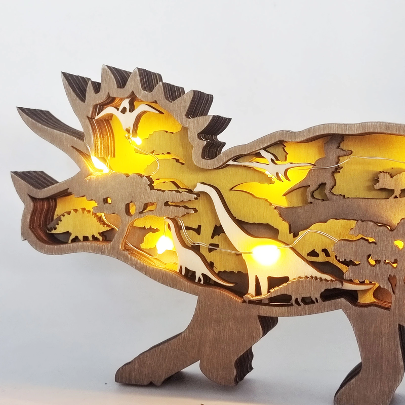 Drewniane Figury Dinozaurów 3D z Precyzyjnym Grawerem