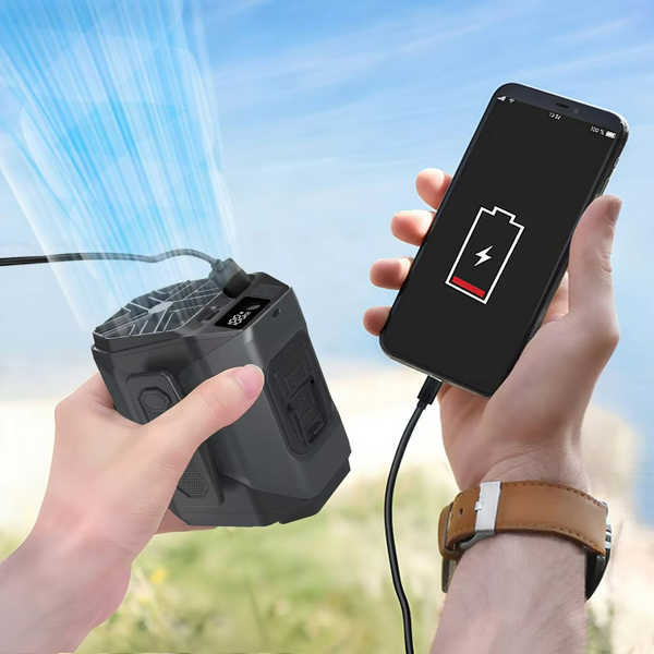 Wentylator na Pas z Wbudowaną Latarką i Powerbankiem – Idealny w Podróży