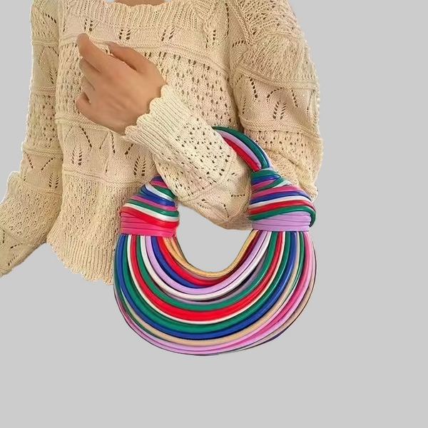 Kopertówka Designerska Wzór Pleciona z Węzłowym Uchwytem