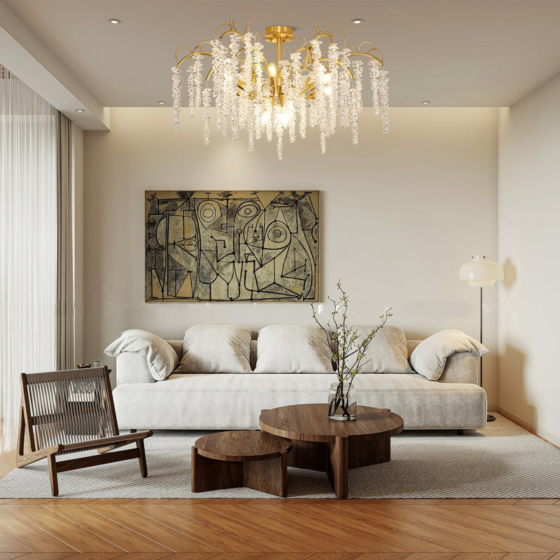 Designerska Lampa Sufitowa z Naturą w Strukturze i Subtelnym Światłem