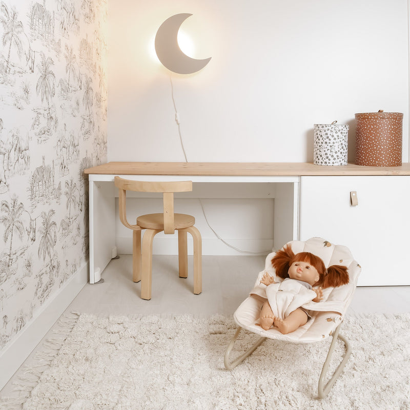 Ścienna Lampka Nocna z Drewna w Formie Księżyca dla Maluchów